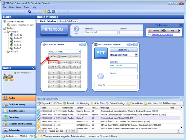 TRBOnet™ Telephone Interconnect DispatcherConsole